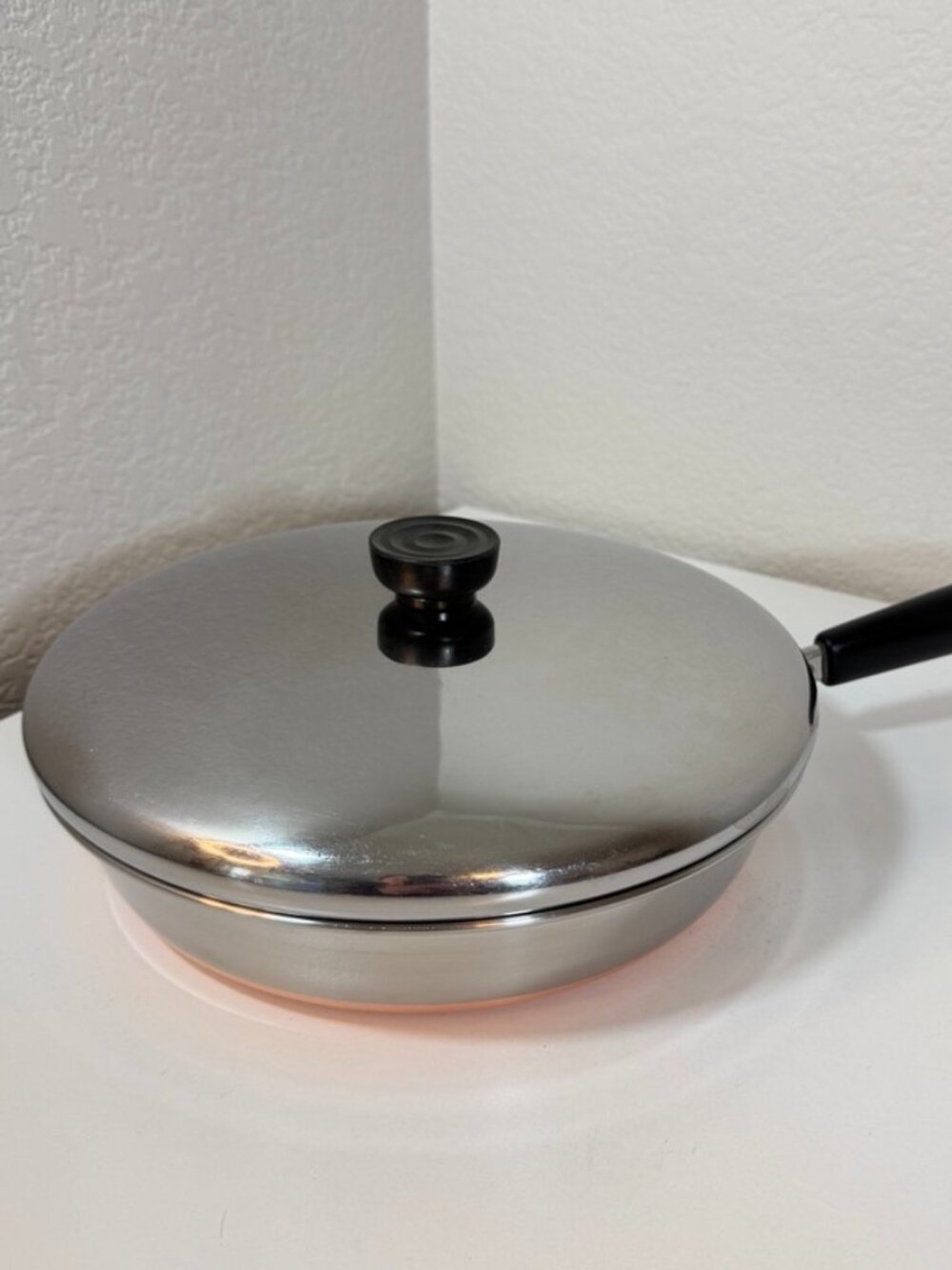 Vintage Revere Ware 10in -90d Skillet Frying Pan 1801 Copper Clad ILL USA w/ Lid